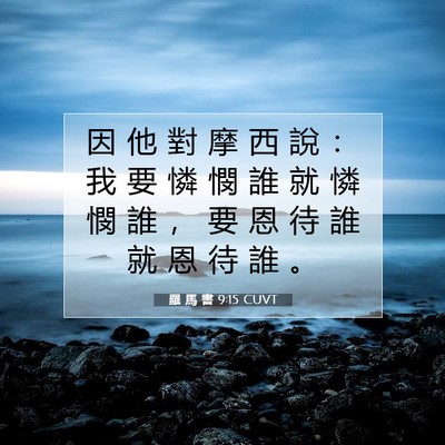 Picture 07 - 羅 馬 書 9:15 CUVT - 因 他 對 摩 西 說 ： 我 要 憐 憫 誰 - Bible Verse Picture