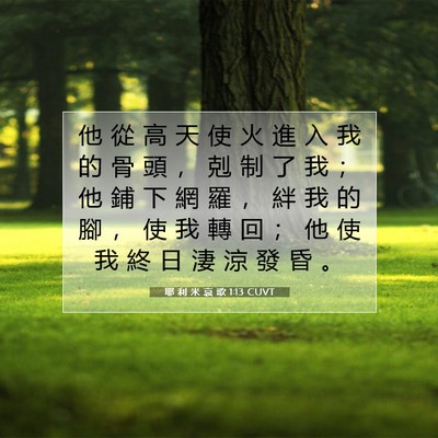Picture 07 - 耶 利 米 哀 歌 1:13 CUVT - 他 從 高 天 使 火 進 入 我 的 骨 頭 - Bible Verse Picture