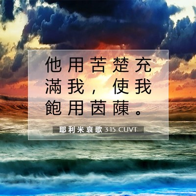 Picture 07 - 耶 利 米 哀 歌 3:15 CUVT - 他 用 苦 楚 充 滿 我 ， 使 我 飽 用 - Bible Verse Picture