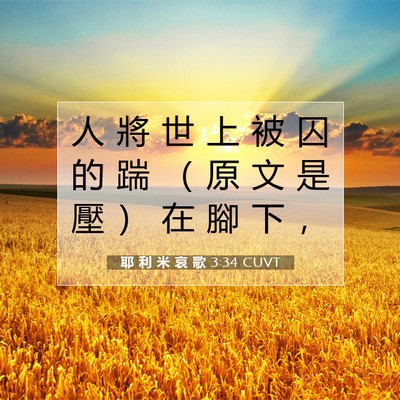 Picture 07 - 耶 利 米 哀 歌 3:34 CUVT - 人 將 世 上 被 囚 的 踹 （ 原 文 是 - Bible Verse Picture