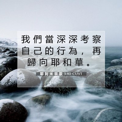 Picture 07 - 耶 利 米 哀 歌 3:40 CUVT - 我 們 當 深 深 考 察 自 己 的 行 為 - Bible Verse Picture