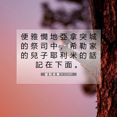 Picture 07 - 耶 利 米 書 1:1 CUVT - 便 雅 憫 地 亞 拿 突 城 的 祭 司 中 - Bible Verse Picture