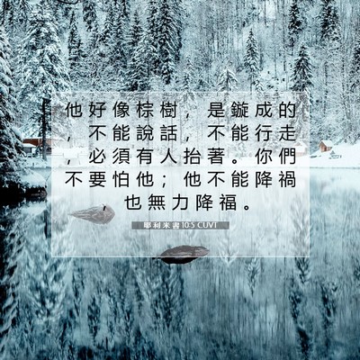 Picture 07 - 耶 利 米 書 10:5 CUVT - 他 好 像 棕 樹 ， 是 鏇 成 的 ， 不 - Bible Verse Picture