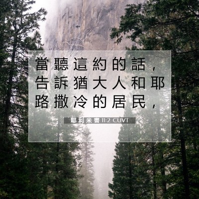 Picture 07 - 耶 利 米 書 11:2 CUVT - 當 聽 這 約 的 話 ， 告 訴 猶 大 人 - Bible Verse Picture