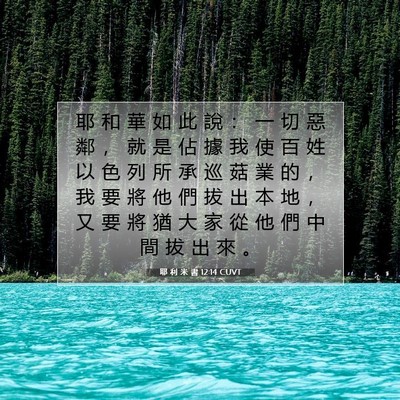 Picture 07 - 耶 利 米 書 12:14 CUVT - 耶 和 華 如 此 說 ： 一 切 惡 鄰 ， - Bible Verse Picture