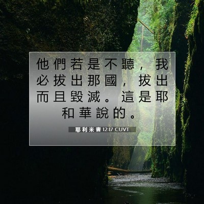 Picture 07 - 耶 利 米 書 12:17 CUVT - 他 們 若 是 不 聽 ， 我 必 拔 出 那 - Bible Verse Picture