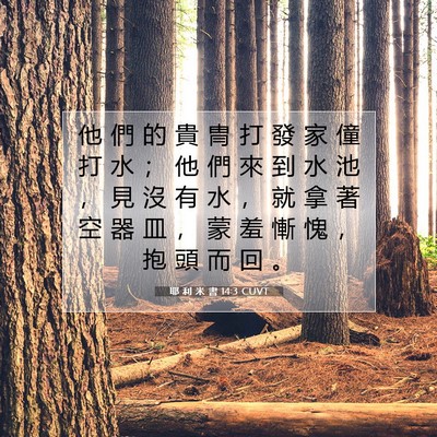 Picture 07 - 耶 利 米 書 14:3 CUVT - 他 們 的 貴 冑 打 發 家 僮 打 水 ； - Bible Verse Picture