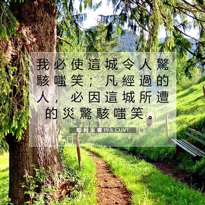 Picture 07 - 耶 利 米 書 19:8 CUVT - 我 必 使 這 城 令 人 驚 駭 嗤 笑 ； - Bible Verse Picture