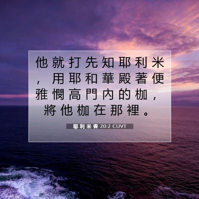 Picture 07 - 耶 利 米 書 20:2 CUVT - 他 就 打 先 知 耶 利 米 ， 用 耶 和 - Bible Verse Picture