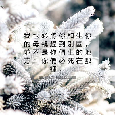 Picture 07 - 耶 利 米 書 22:26 CUVT - 我 也 必 將 你 和 生 你 的 母 親 趕 - Bible Verse Picture