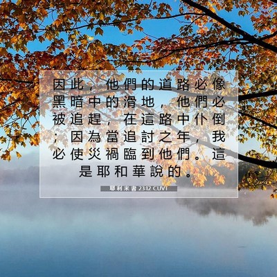 Picture 07 - 耶 利 米 書 23:12 CUVT - 因 此 ， 他 們 的 道 路 必 像 黑 暗 - Bible Verse Picture