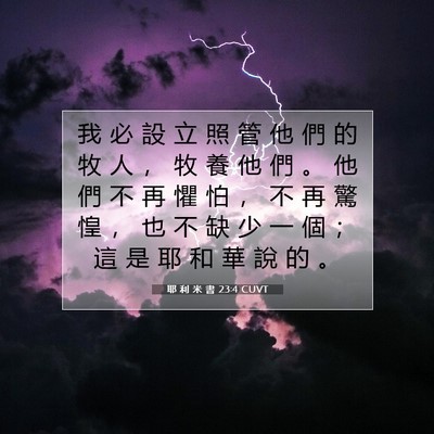 Picture 07 - 耶 利 米 書 23:4 CUVT - 我 必 設 立 照 管 他 們 的 牧 人 ， - Bible Verse Picture