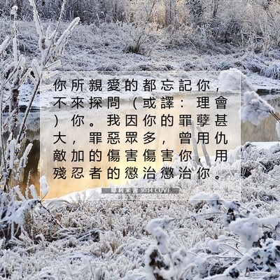 Picture 07 - 耶 利 米 書 30:14 CUVT - 你 所 親 愛 的 都 忘 記 你 ， 不 來 - Bible Verse Picture