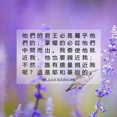 Picture 07 - 耶 利 米 書 30:21 CUVT - 他 們 的 君 王 必 是 屬 乎 他 們 的 - Bible Verse Picture