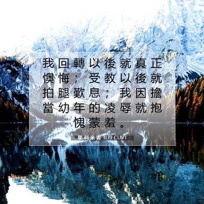 Picture 07 - 耶 利 米 書 31:19 CUVT - 我 回 轉 以 後 就 真 正 懊 悔 ； 受 - Bible Verse Picture