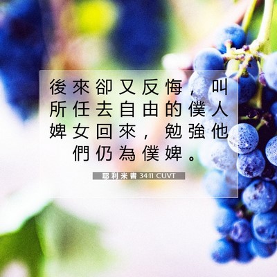 Picture 07 - 耶 利 米 書 34:11 CUVT - 後 來 卻 又 反 悔 ， 叫 所 任 去 自 - Bible Verse Picture