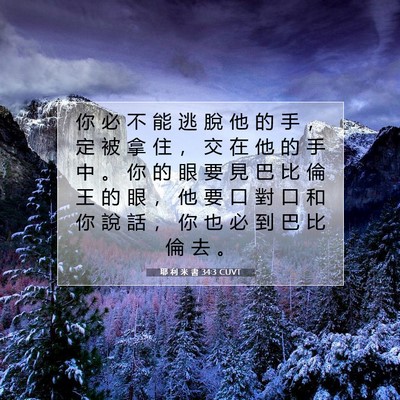 Picture 07 - 耶 利 米 書 34:3 CUVT - 你 必 不 能 逃 脫 他 的 手 ， 定 被 - Bible Verse Picture