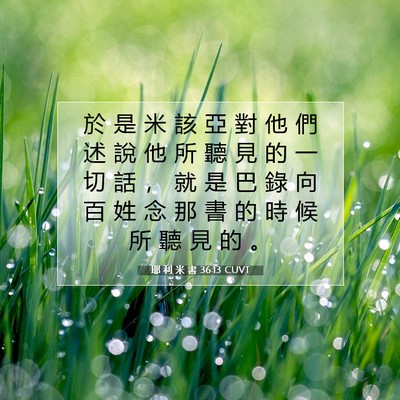 Picture 07 - 耶 利 米 書 36:13 CUVT - 於 是 米 該 亞 對 他 們 述 說 他 所 - Bible Verse Picture