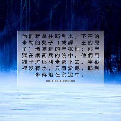 Picture 07 - 耶 利 米 書 38:6 CUVT - 他 們 就 拿 住 耶 利 米 ， 下 在 哈 - Bible Verse Picture