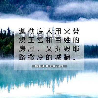 Picture 07 - 耶 利 米 書 39:8 CUVT - 迦 勒 底 人 用 火 焚 燒 王 宮 和 百 - Bible Verse Picture