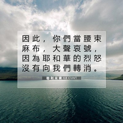 Picture 07 - 耶 利 米 書 4:8 CUVT - 因 此 ， 你 們 當 腰 束 麻 布 ， 大 - Bible Verse Picture