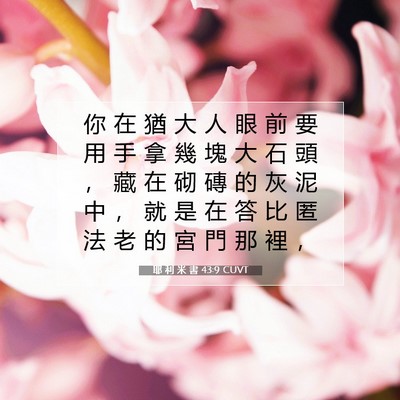 Picture 07 - 耶 利 米 書 43:9 CUVT - 你 在 猶 大 人 眼 前 要 用 手 拿 幾 - Bible Verse Picture