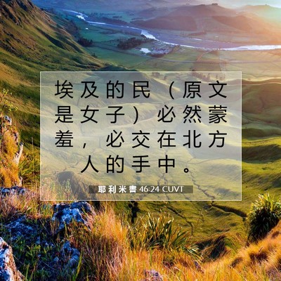 Picture 07 - 耶 利 米 書 46:24 CUVT - 埃 及 的 民 （ 原 文 是 女 子 ） 必 - Bible Verse Picture