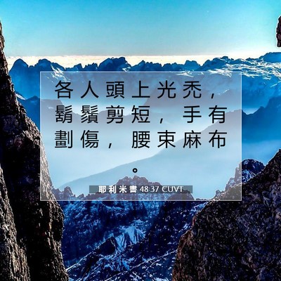 Picture 07 - 耶 利 米 書 48:37 CUVT - 各 人 頭 上 光 禿 ， 鬍 鬚 剪 短 ， - Bible Verse Picture
