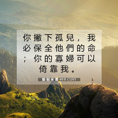 Picture 07 - 耶 利 米 書 49:11 CUVT - 你 撇 下 孤 兒 ， 我 必 保 全 他 們 - Bible Verse Picture