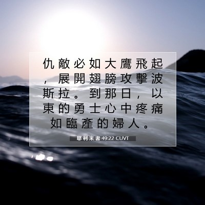Picture 07 - 耶 利 米 書 49:22 CUVT - 仇 敵 必 如 大 鷹 飛 起 ， 展 開 翅 - Bible Verse Picture
