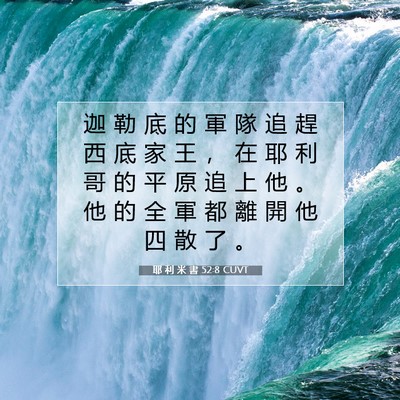 Picture 07 - 耶 利 米 書 52:8 CUVT - 迦 勒 底 的 軍 隊 追 趕 西 底 家 王 - Bible Verse Picture