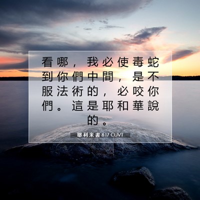 Picture 07 - 耶 利 米 書 8:17 CUVT - 看 哪 ， 我 必 使 毒 蛇 到 你 們 中 - Bible Verse Picture