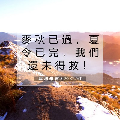 Picture 07 - 耶 利 米 書 8:20 CUVT - 麥 秋 已 過 ， 夏 令 已 完 ， 我 們 - Bible Verse Picture