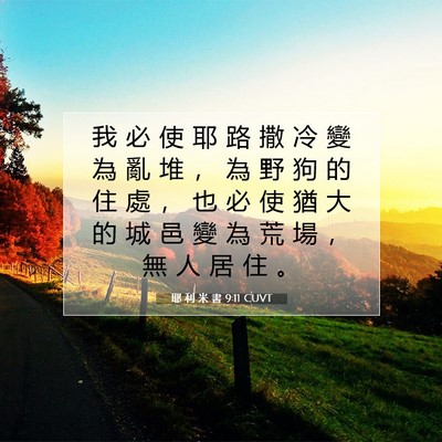Picture 07 - 耶 利 米 書 9:11 CUVT - 我 必 使 耶 路 撒 冷 變 為 亂 堆 ， - Bible Verse Picture