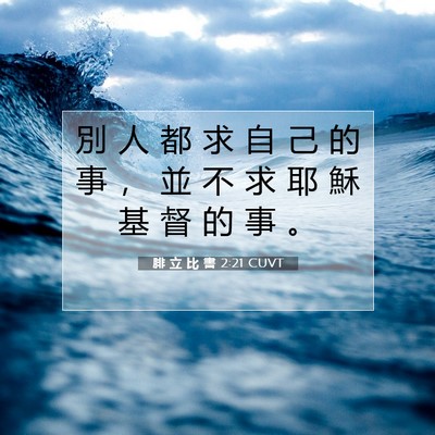 Picture 07 - 腓 立 比 書 2:21 CUVT - 別 人 都 求 自 己 的 事 ， 並 不 求 - Bible Verse Picture