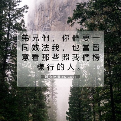 Picture 07 - 腓 立 比 書 3:17 CUVT - 弟 兄 們 ， 你 們 要 一 同 效 法 我 - Bible Verse Picture