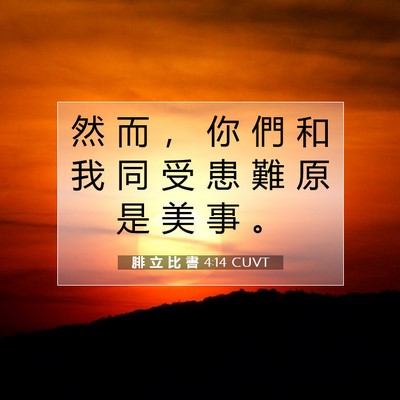 Picture 07 - 腓 立 比 書 4:14 CUVT - 然 而 ， 你 們 和 我 同 受 患 難 原 - Bible Verse Picture