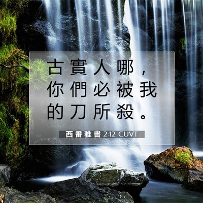 Picture 07 - 西 番 雅 書 2:12 CUVT - 古 實 人 哪 ， 你 們 必 被 我 的 刀 - Bible Verse Picture
