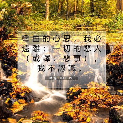 Picture 07 - 詩 篇 101:4 CUVT - 彎 曲 的 心 思 ， 我 必 遠 離 ； 一 - Bible Verse Picture