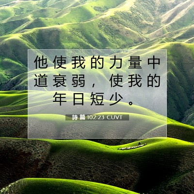 Picture 07 - 詩 篇 102:23 CUVT - 他 使 我 的 力 量 中 道 衰 弱 ， 使 - Bible Verse Picture