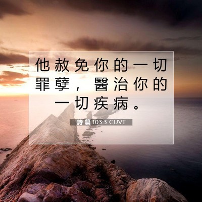 Picture 07 - 詩 篇 103:3 CUVT - 他 赦 免 你 的 一 切 罪 孽 ， 醫 治 - Bible Verse Picture