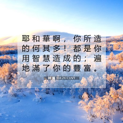Picture 07 - 詩 篇 104:24 CUVT - 耶 和 華 啊 ， 你 所 造 的 何 其 多 - Bible Verse Picture