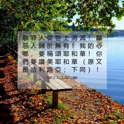 Picture 07 - 詩 篇 104:35 CUVT - 願 罪 人 從 世 上 消 滅 ！ 願 惡 人 - Bible Verse Picture