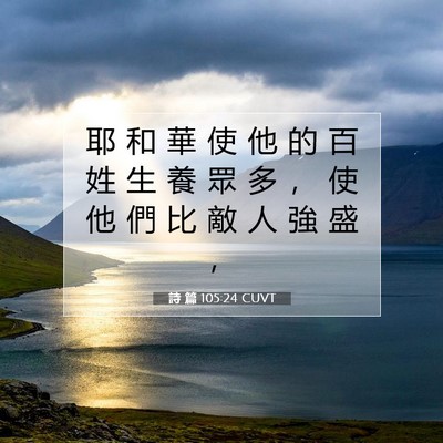 Picture 07 - 詩 篇 105:24 CUVT - 耶 和 華 使 他 的 百 姓 生 養 眾 多 - Bible Verse Picture
