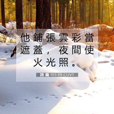 Picture 07 - 詩 篇 105:39 CUVT - 他 鋪 張 雲 彩 當 遮 蓋 ， 夜 間 使 - Bible Verse Picture