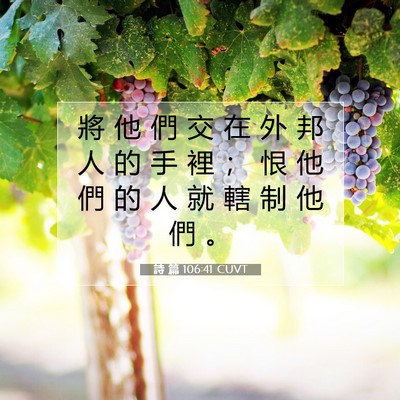 Picture 07 - 詩 篇 106:41 CUVT - 將 他 們 交 在 外 邦 人 的 手 裡 ； - Bible Verse Picture