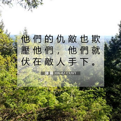 Picture 07 - 詩 篇 106:42 CUVT - 他 們 的 仇 敵 也 欺 壓 他 們 ， 他 - Bible Verse Picture