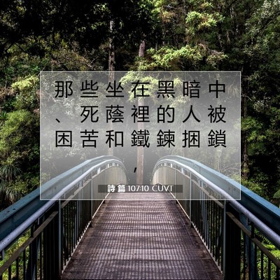 Picture 07 - 詩 篇 107:10 CUVT - 那 些 坐 在 黑 暗 中 、 死 蔭 裡 的 - Bible Verse Picture