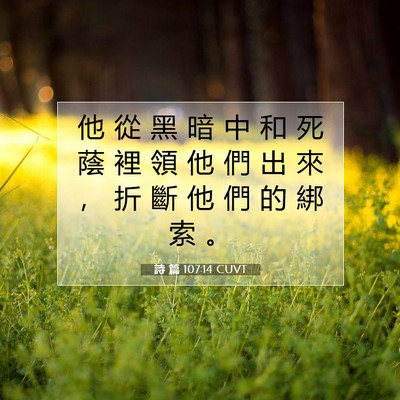 Picture 07 - 詩 篇 107:14 CUVT - 他 從 黑 暗 中 和 死 蔭 裡 領 他 們 - Bible Verse Picture