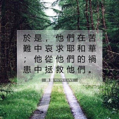 Picture 07 - 詩 篇 107:19 CUVT - 於 是 ， 他 們 在 苦 難 中 哀 求 耶 - Bible Verse Picture